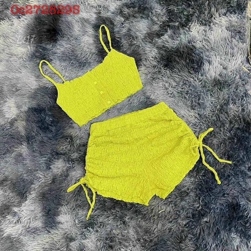 Set đùi rút dây áo croptop QC