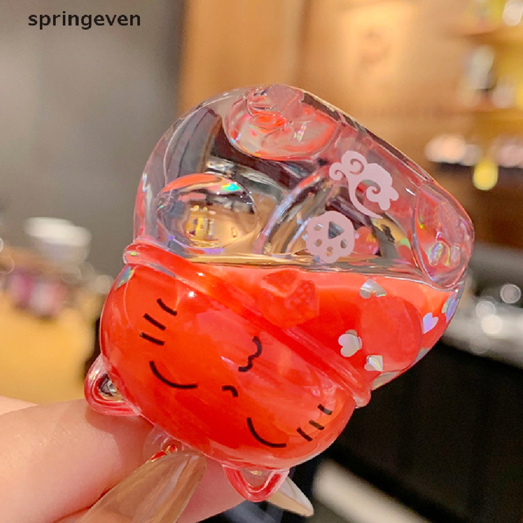 Móc Khóa Nhựa Acrylic Trong Suốt Hình Mèo May Mắn Sáng Tạo