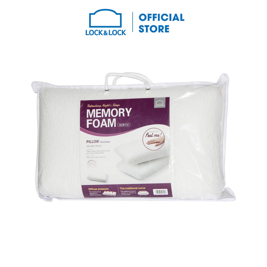 [ MãLIFEHL477 giảm 12% đơn 250K] Gối thẳng Lock&Lock Memory Foam 50D 50x30x10cm HLW112