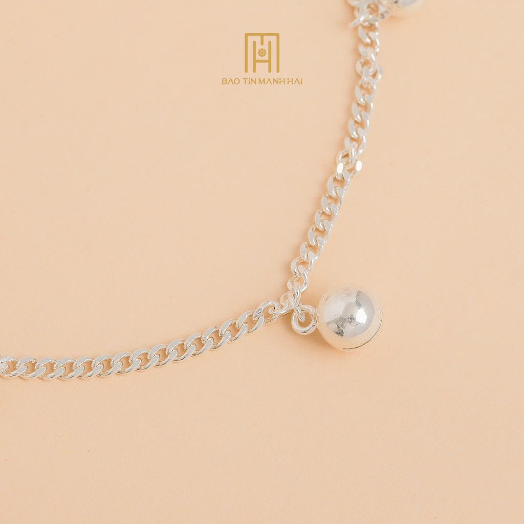 Lắc Tay Bạc Nữ Dây Đơn Dáng Bi Cách Điệu LB21 Bảo Tín Mạnh Hải