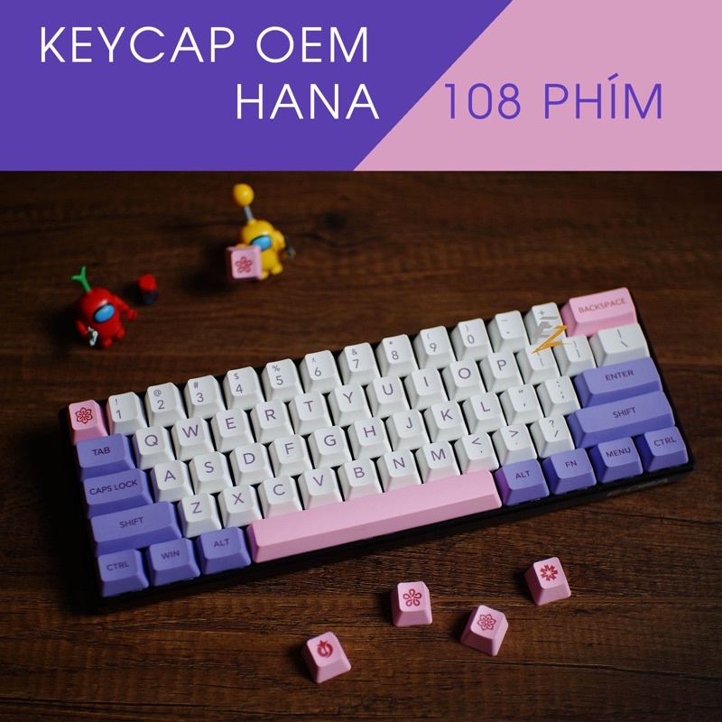 Set Keycap Hana Thick pbt Oem 108 nút cho bàn phím cơ