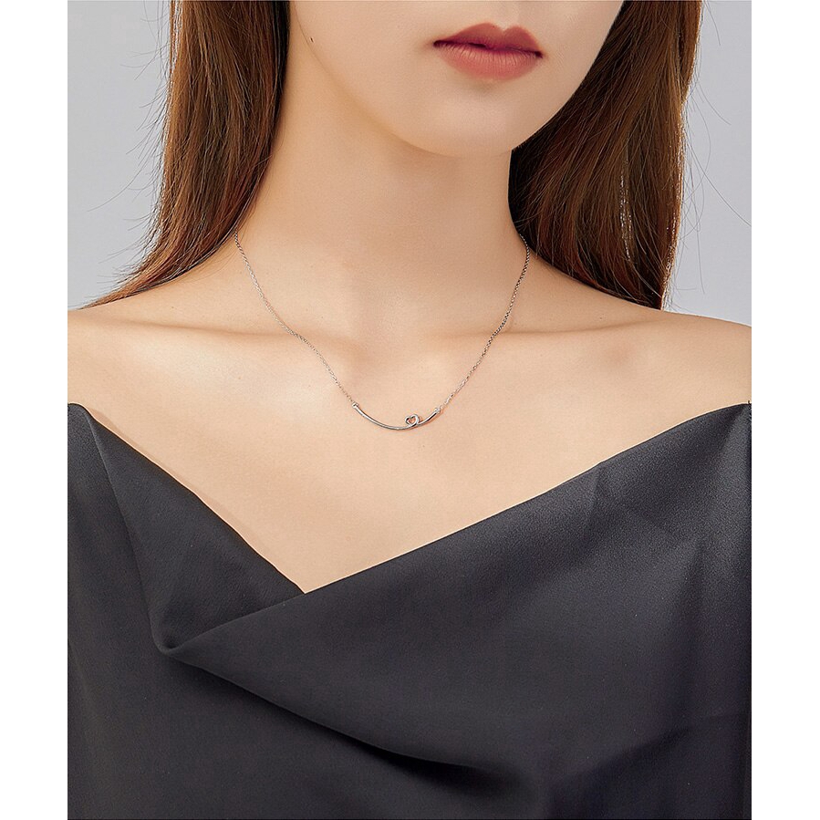 BAMOER Vòng cổ Bạc 925 Mặt Hình Trái Tim Thời Trang Cho Nữ Sn381