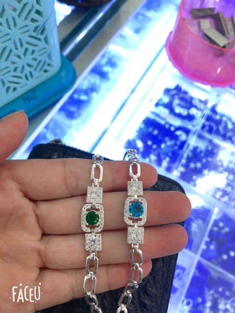 LẮC TAY BẠC MẶT ĐÁ VUÔNG CAO CẤP CHO NỮ