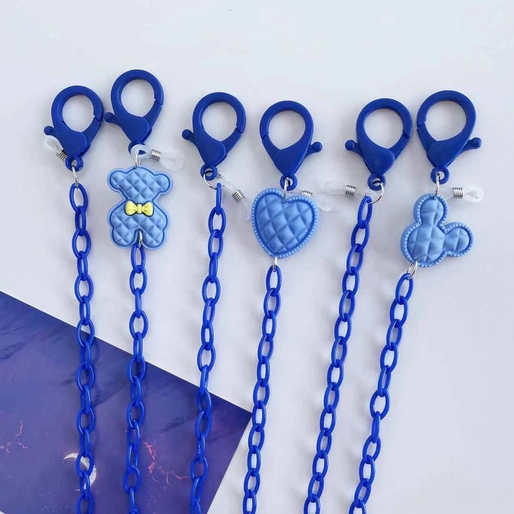 Dây Đeo Mắt Kính Acrylic Hình Trái Tim Gấu Xanh Clein Nhỏ Phong Cách Mới Đơn Giản Tươi Mới