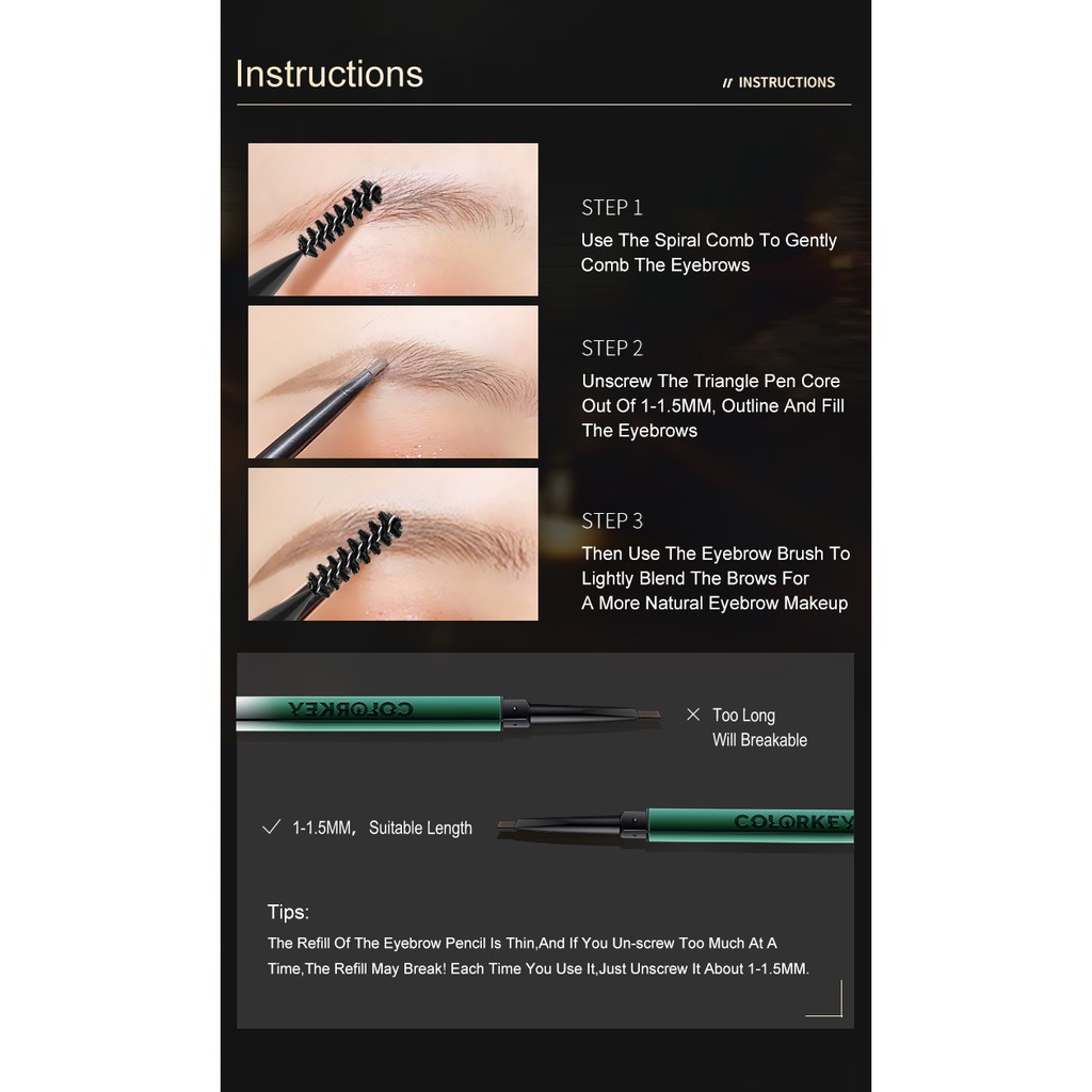 [Mã FMCGM50 - 8% đơn 250K] Chì kẻ mày nhiều màu lựa chọn kháng nước tiện dụng COLORKEY 0.07g | BigBuy360 - bigbuy360.vn