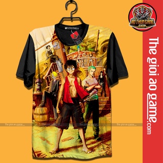 Áo One Piece Nhóm Luffy Mũ Rơm v1 mới (3D Đen) áo đảo hải tặc Anime Manga (Shop AoThunGameVn)