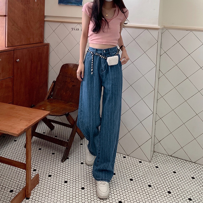 Quần Jeans Nữ Lưng Cao Ống Rộng Plus Size Thời Trang