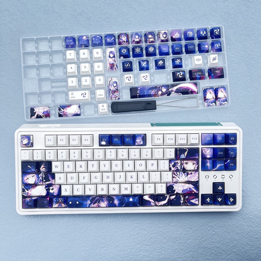 Keycap Genshin Impact nhân vật Raiden Shogun nhựa PBT, profile Cherry, in Dye Sub, 136 nút phù hợp các loại layout