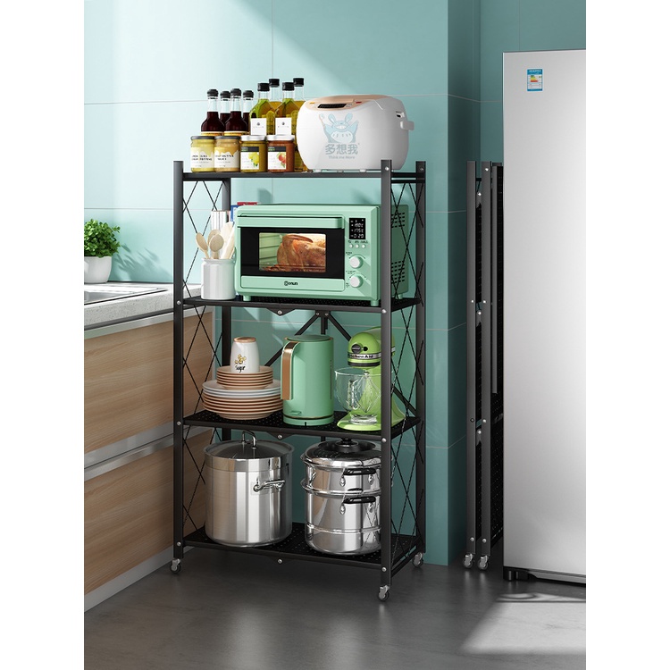 🆓 Kệ Sắt - Kệ Để Đồ Đa Năng Gấp Gọn Có Bánh Xe - 4 TẦNG - Tiện Ích Cho Nhà Bếp, Phòng Ngủ, Phòng Khách