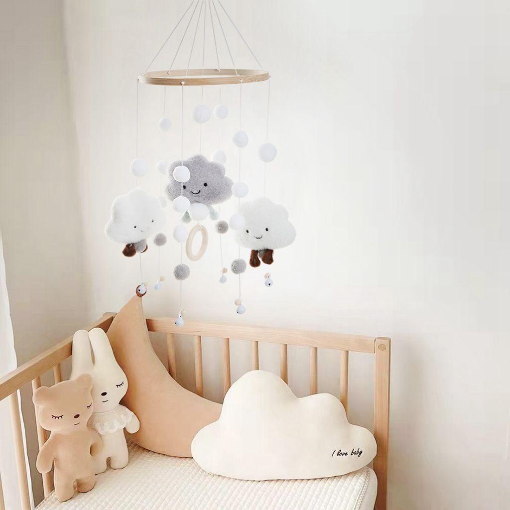 Chuông Gió Hình Đám Mây Bằng Vải Nỉ Dễ Thương Trang Trí Phòng Bé