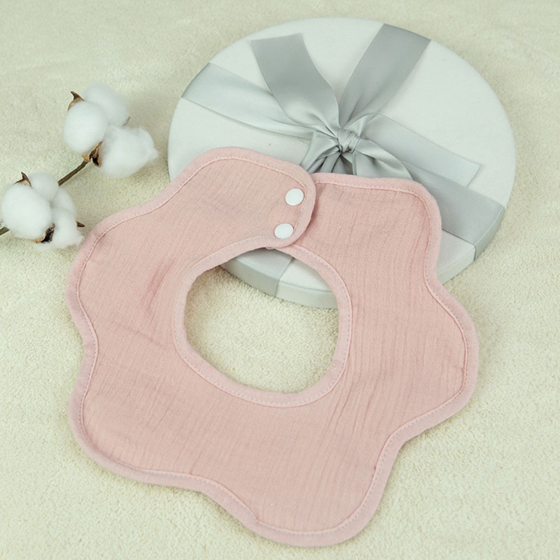 Yếm đeo cổ vải cotton màu trơn hình hoa xoay 360 độ thoáng khí tiện dụng cho bé