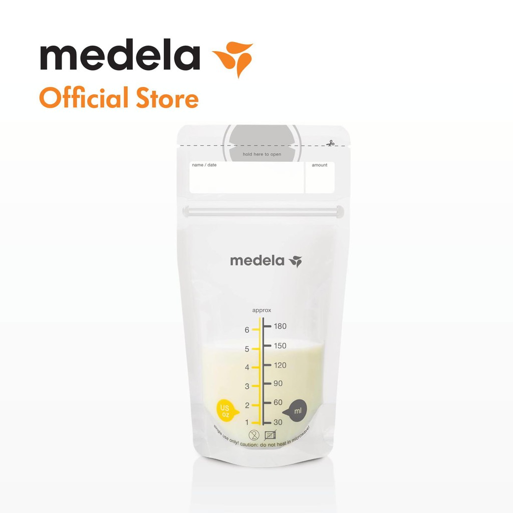 Túi trữ sữa | Medela loại 180ml - Chống thủng | Có thể đặt nằm ngang hoặc dựng đứng