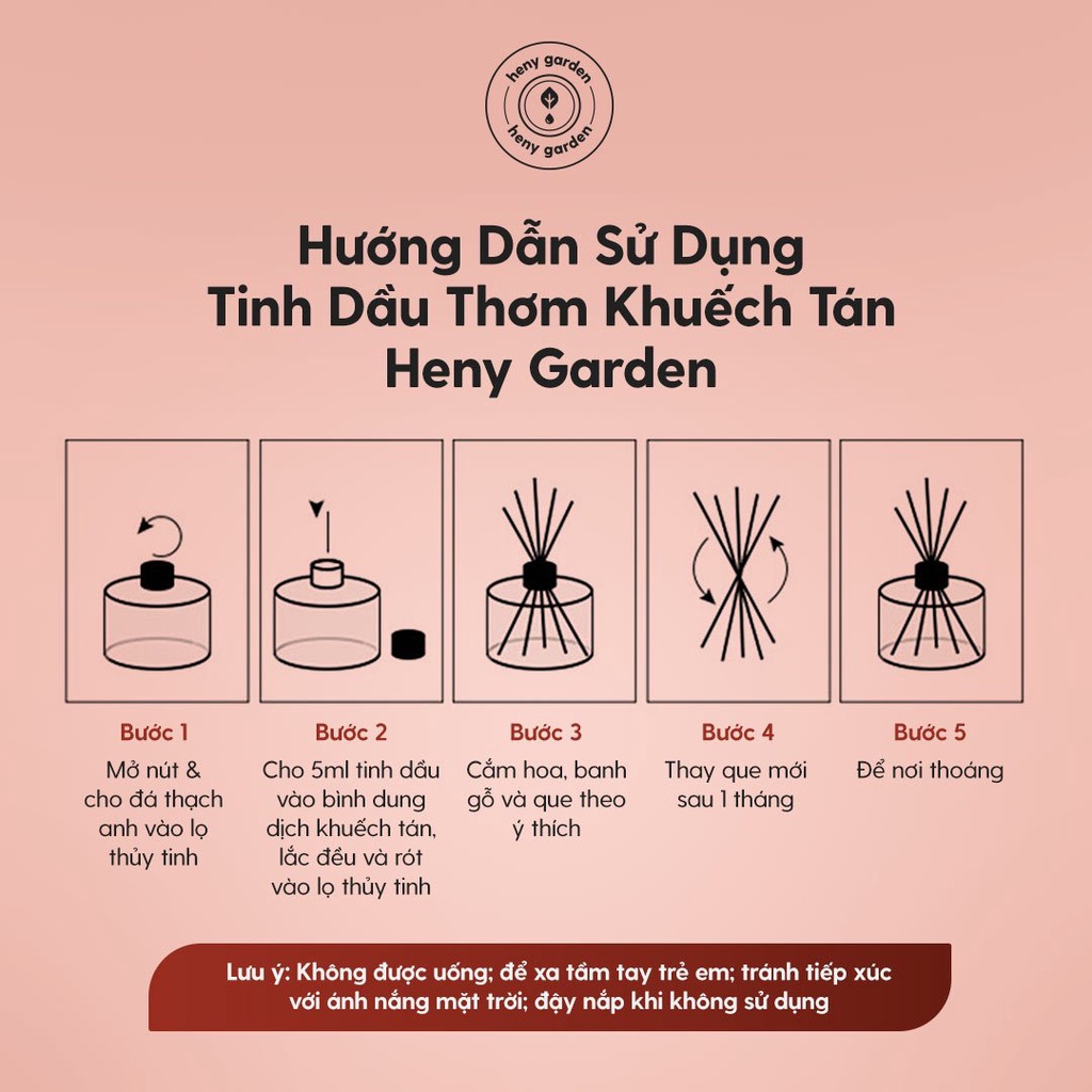 Que Khuếch Tán Tinh Dầu Làm Thơm Phòng Heny Garden Màu Đen Trắng, Thay Thế Máy Khuếch Tán và Đèn Xông