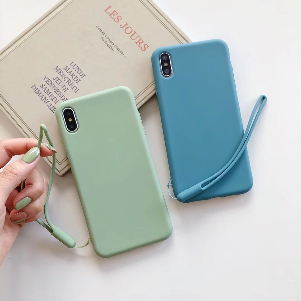 Ốp điện thoại TPU mềm màu kẹo có dây co giãn cho IPhone X XR XS max | BigBuy360 - bigbuy360.vn