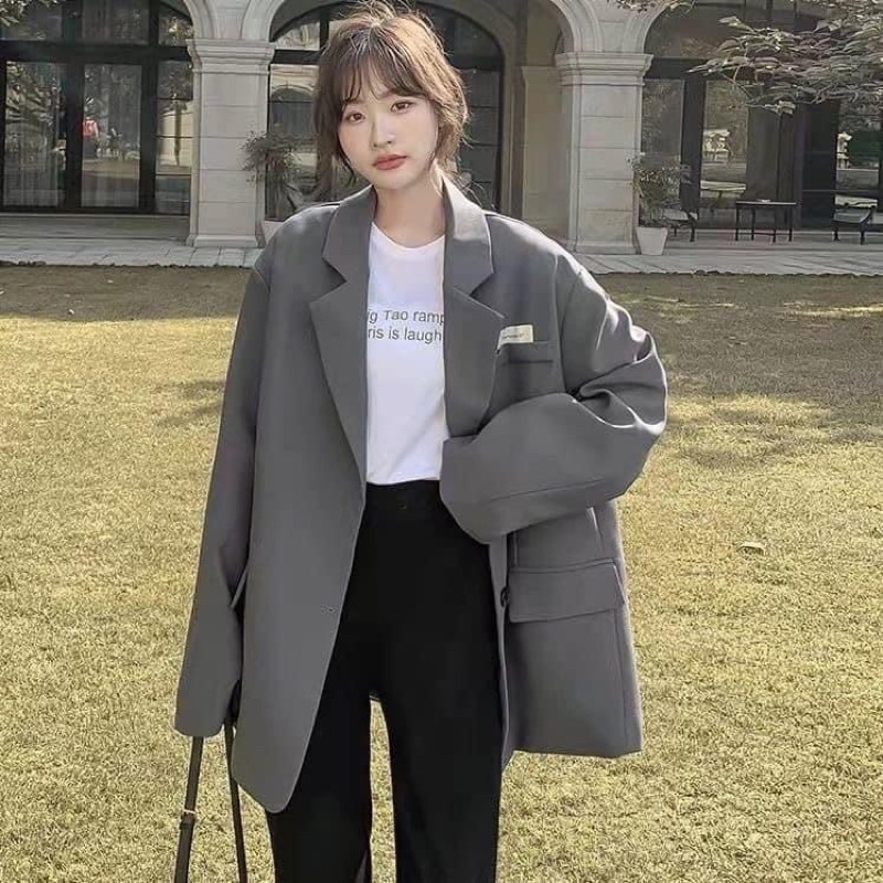 Blazer Dáng Rộng Phong Cách Hàn Quốc Hàng 2 Lớp Dày Dặn Loại 1