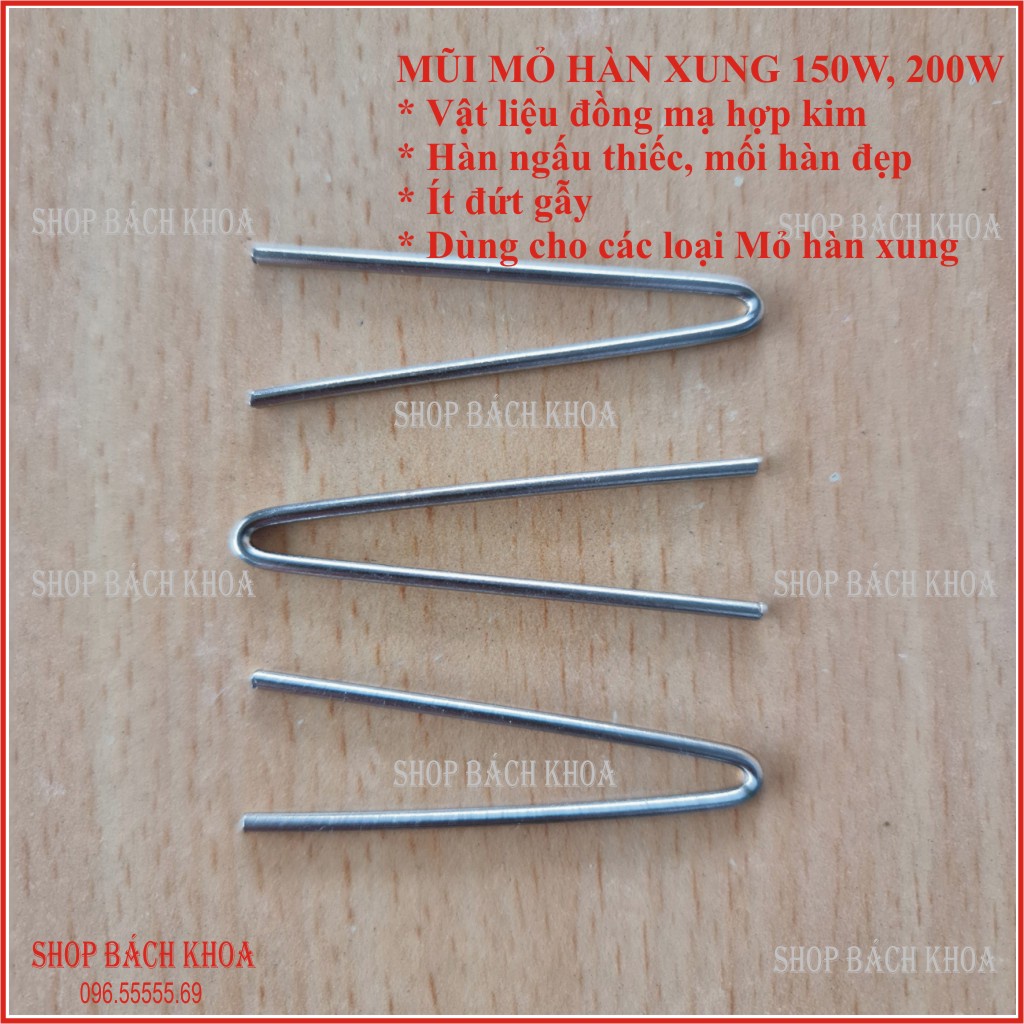 COMBO 03 mũi mỏ hàn xung công suất lớn. Vật liệu đồng mạ hợp kim. Ít đứt gẫy. Hàn ăn thiếc. Shop Bách Khoa