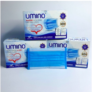 Khẩu Trang Y Tế 4 Lớp UMINO [Chính hãng] - Chống Giọt Bắn, Khói bụi - Hộp 50 cái có logo