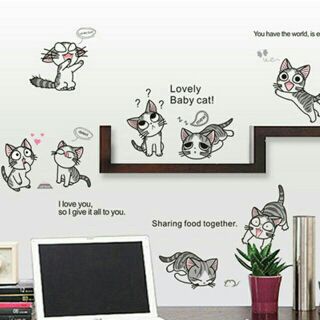 Decal trang trí tường những chú mèo vui vẻ..