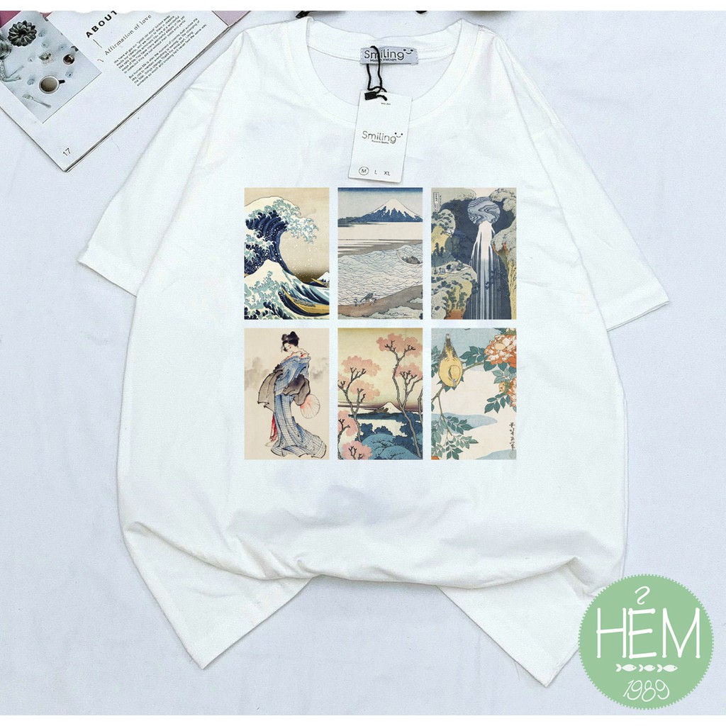 Độc lạ Áo thun in tranh Nhật Bản/Núi Phú Sĩ-Họa sĩ Katsushika Hokusai