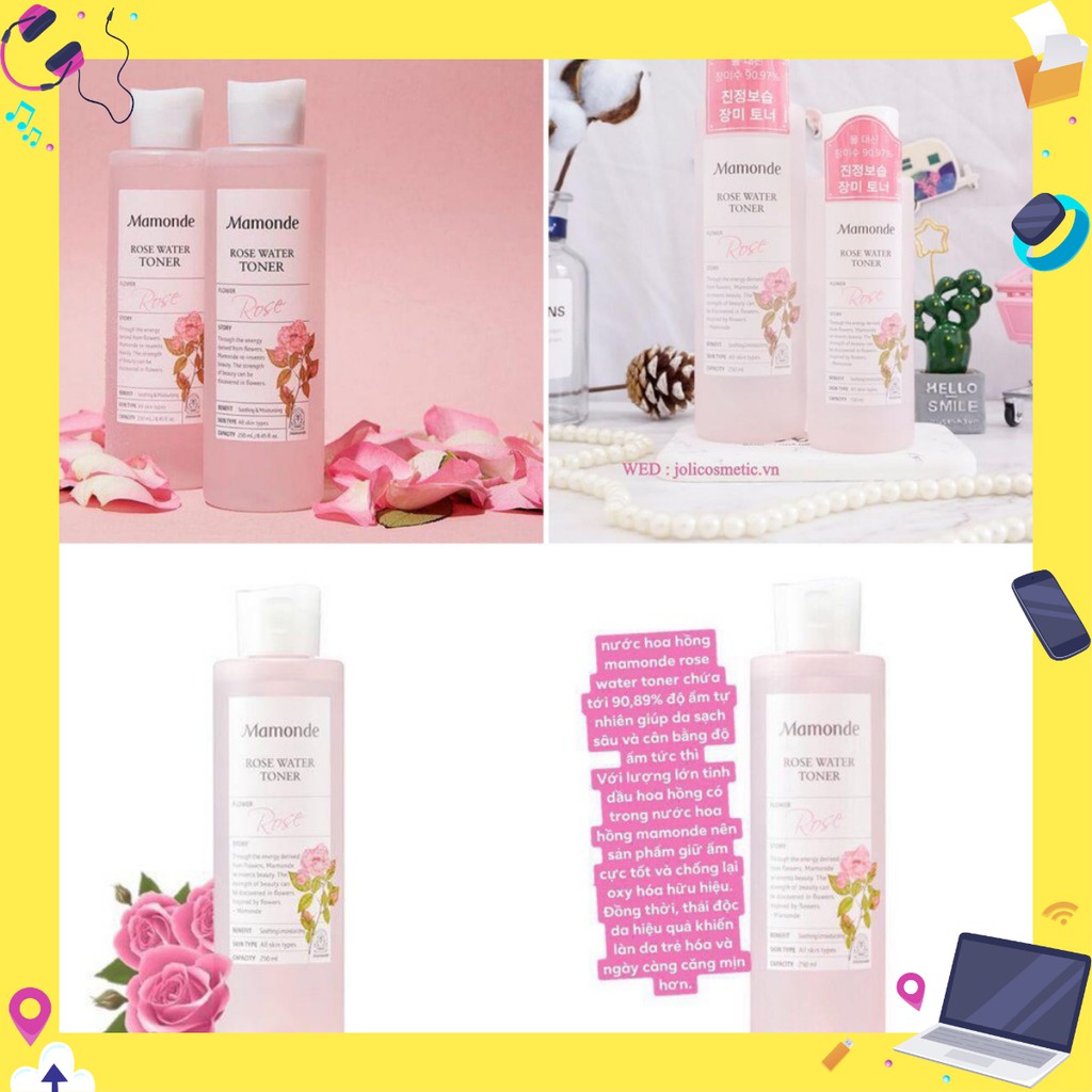(Mẫu mới 2020) Nước Hoa Hồng Dưỡng Ẩm Mamonde Rose Water Toner 250ml (NRS)