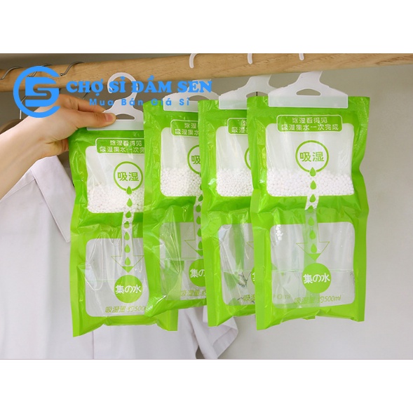 Túi hút ẩm 2 ngăn có móc treo dùng cho tủ quần áo, nhà bếp, nhà kho, phòng sách tránh ẩm mốc G374-Tuihutam-2N