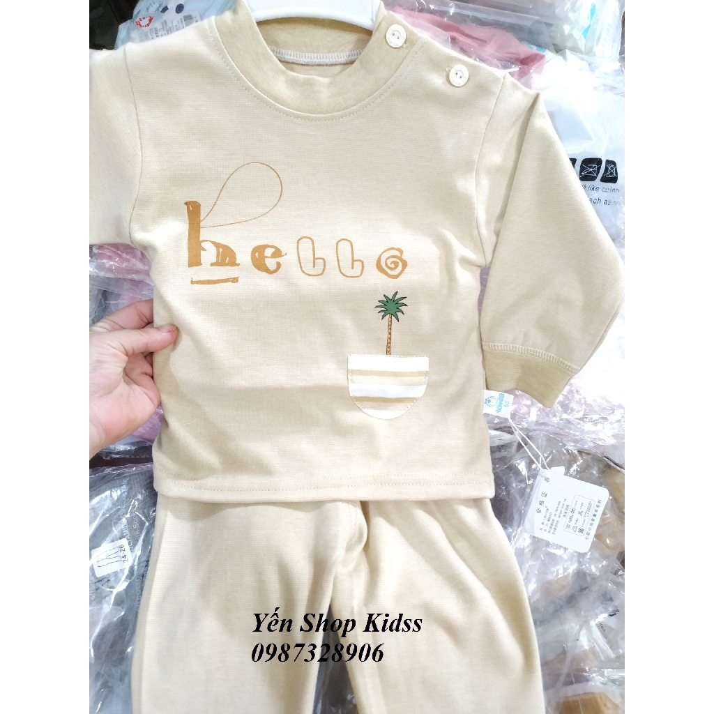 BỘ COTTON XUẤT NHẬT HÀNG QUẢNG CHÂU CAO CẤP IN HÌNH (MILK_HELLO) CHO BÉ-(10-17KG) | BigBuy360 - bigbuy360.vn