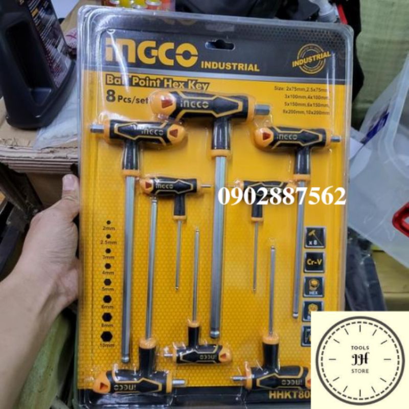 2-10mm Bộ lục giác chữ T Ingco HHKT8082 (đầu bi)