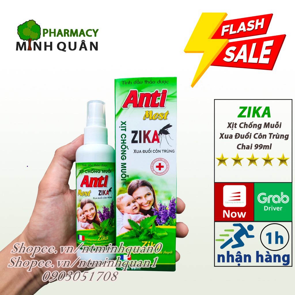 Xịt chống muỗi ANTI MOST ZIKA, xua đuổi côn trùng, tránh muỗi đốt cho bé yêu- chai 99ml [CHÍNH HÃNG] _MINH QUÂN2