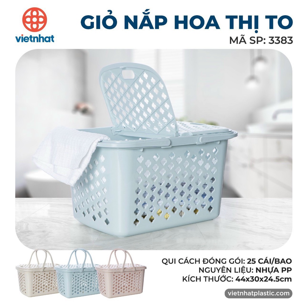Giỏ, làn đựng quần áo/ giỏ đựng đồ đi sinh có nắp/ giỏ có nắp hoa thị Việt Nhật