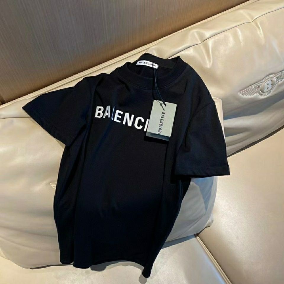 Áo Thun Cotton Ngắn Tay In Chữ BALENCIAGA Cá Tính Thời Trang Cho Nam Nữ