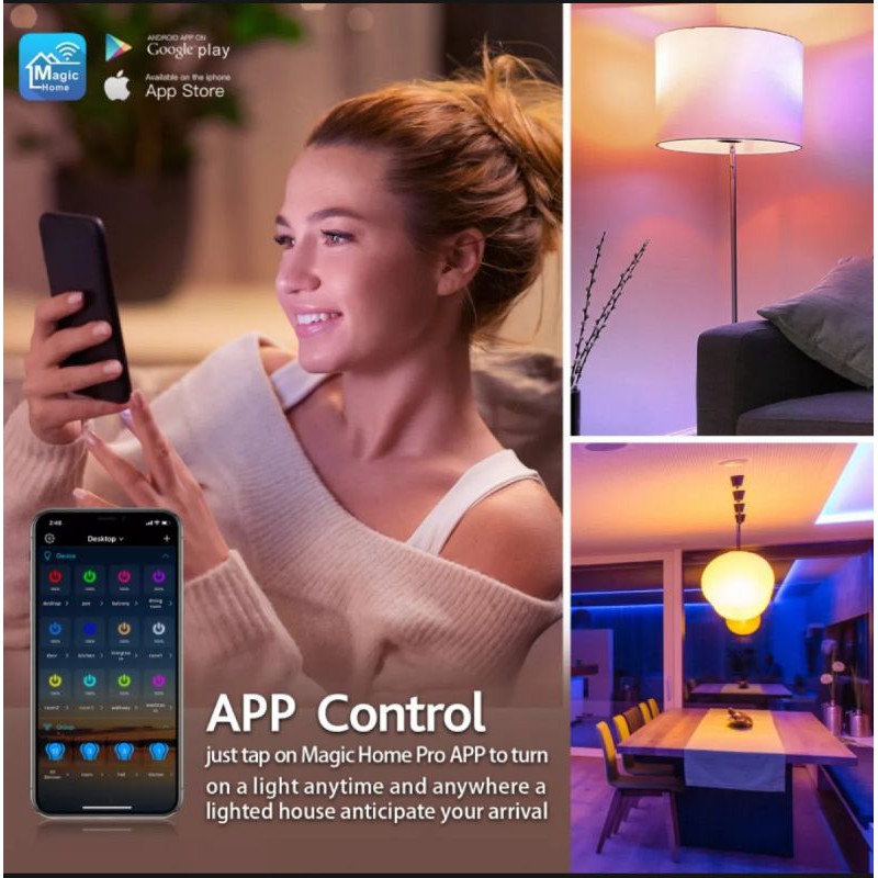 Bóng đèn Wifi thông minh 10W 16 triệu màu RGB+CCT App Magic Home Pro