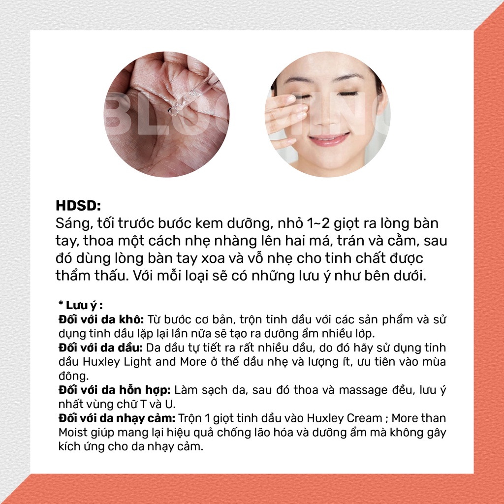 Tinh Chất Dưỡng Ẩm, Chống Lão Hóa Huxley Oil Light And More 5ml - Huxley Mini