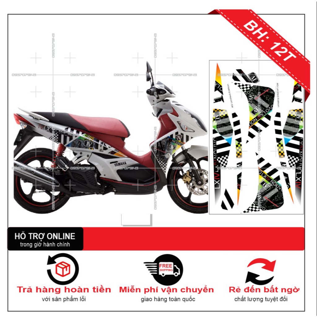 TEM XE NOUVO 4 LX MẪU ZIN THÁI DÁN XE TRẮNG -- SHIN DECAL 2