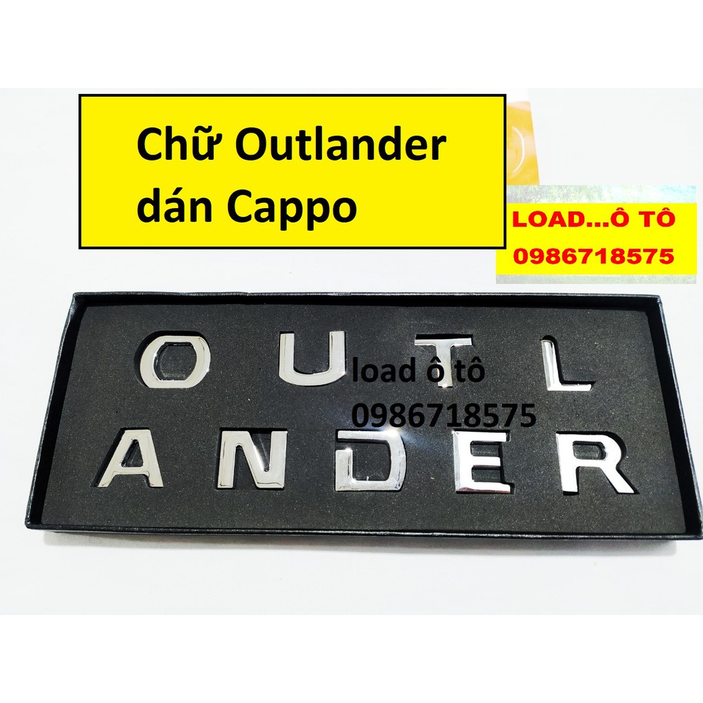 Chữ OUTLANDER dán cabo Mẫu Inox Mạ Crom