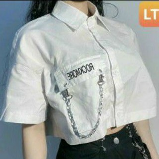 Áo sơ mi croptop DÂY XÍCH