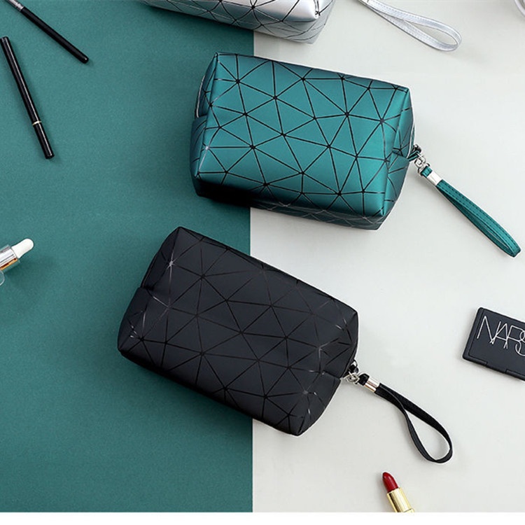 Túi Da PU Đựng Đồ Trang Điểm Họa Tiết Hình Học Chống Thấm Nước