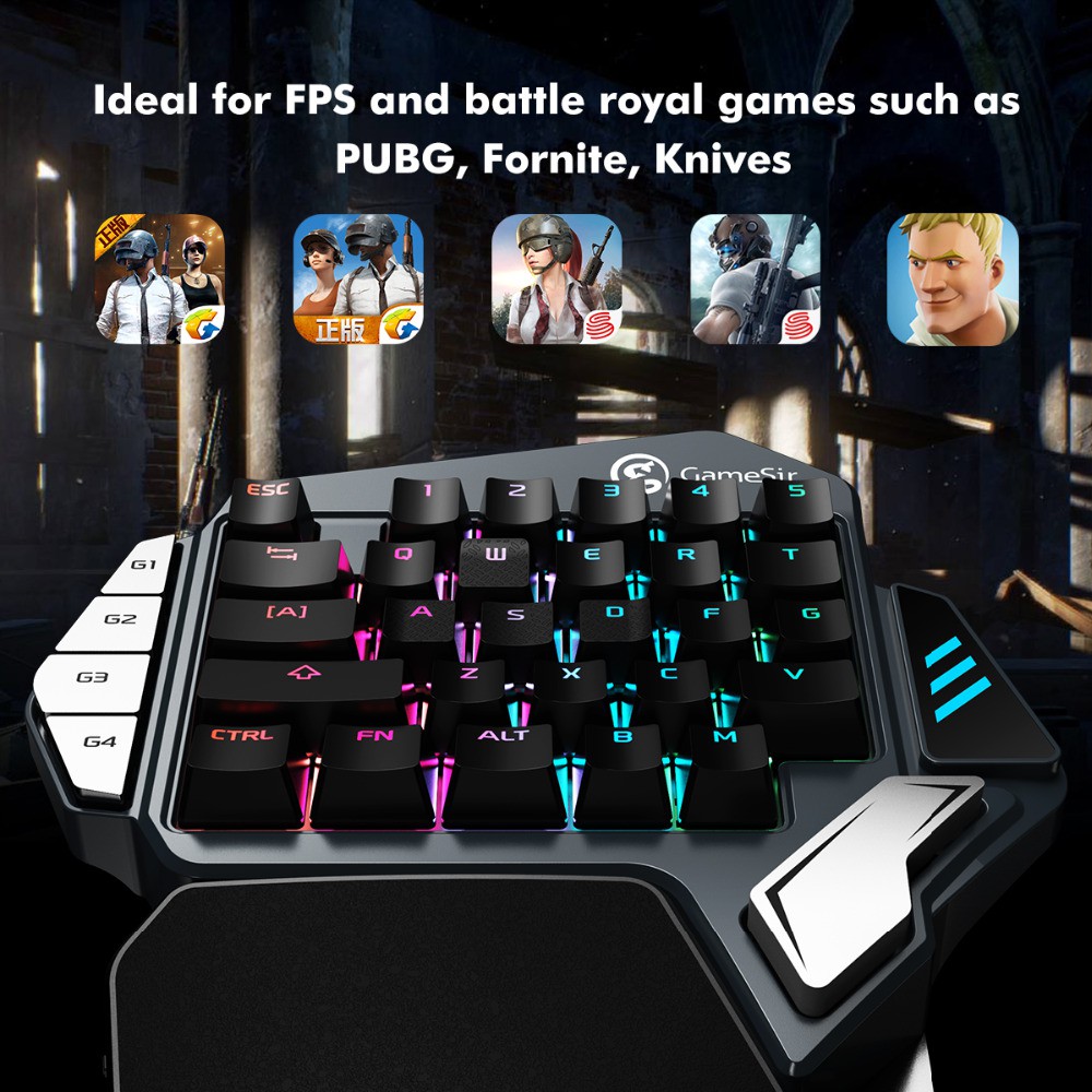 Bàn phím cơ GameSir Z1 Gaming Keypad chơi PUBG, ROS, Free Fire, Cross Fire và các game FPS cho iPhone, Ipad, PC