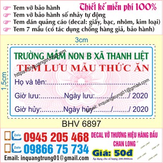 Tem lưu mẫu thức ăn