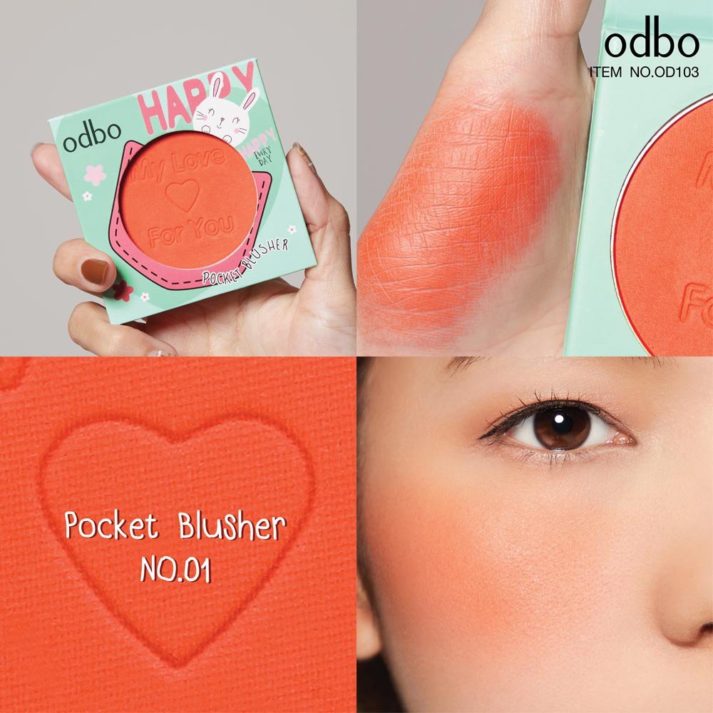 Phấn Má Hồng Kết Cấu Lì , Bền Màu Odbo Pocket Blusher OD103