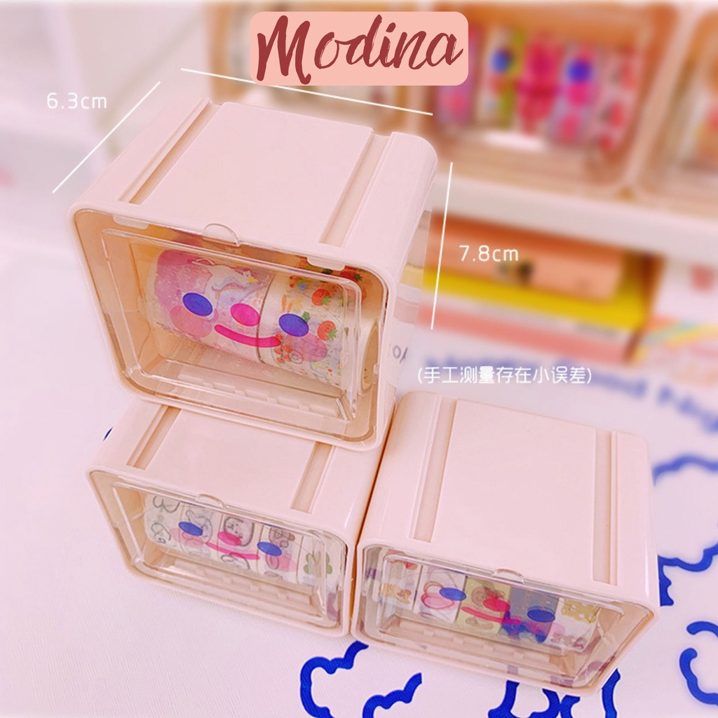 hộp nhựa mini đựng washi tape MODINA nhiều màu, kệ mini đựng đồ văn phòng phẩm