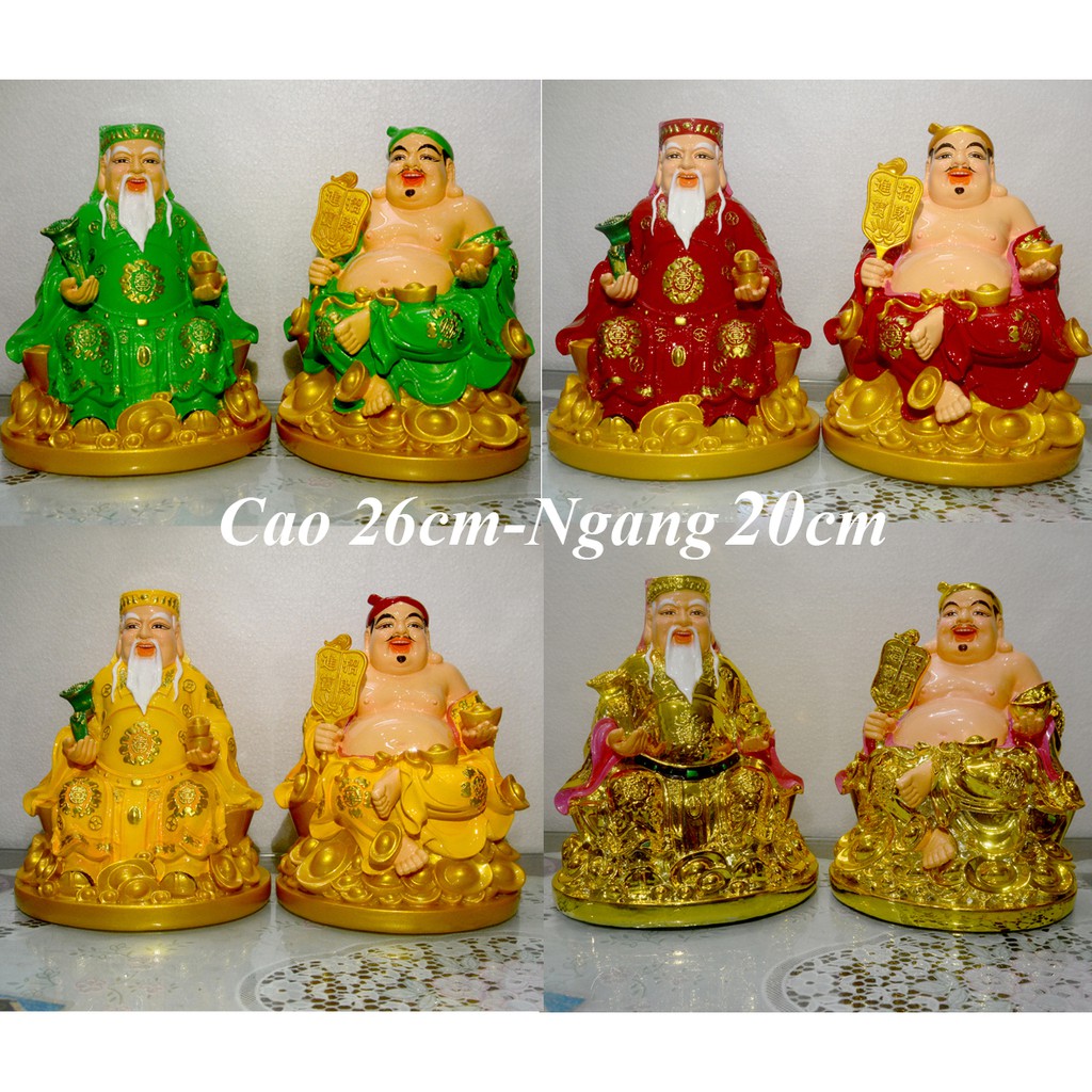 Bộ tượng Hai Ông Thần Tài Thổ Địa đế tròn cao 26cm