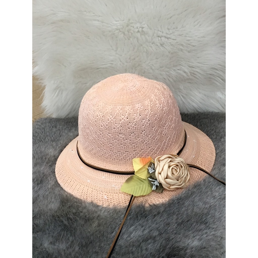 PVN28219 Mũ cói nón cói vành đính hoa hàng Quảng Châu cói mềm T2