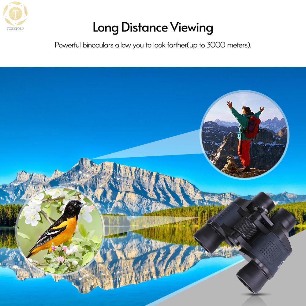 Shipped within 12 hours】 60x60 Binoculars Compact Waterproof Binocular Telescope with Low Light Night Vision Compass Carrying Bag Lanyard Cleaning Cloth for Concert Sports Events Wildlife Bird Watching Binocular Telescope [TO]