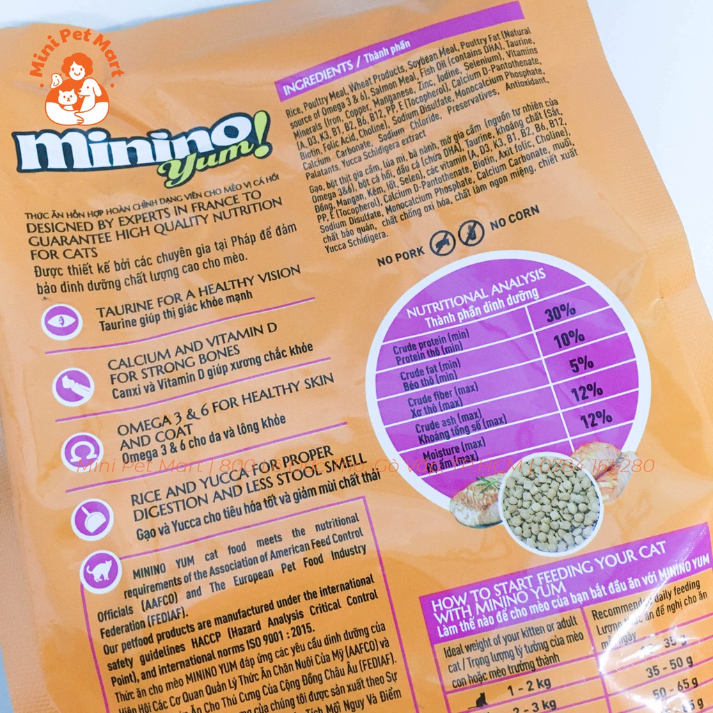 Thức ăn hạt cho mèo trưởng thành MININO YUM 350g
