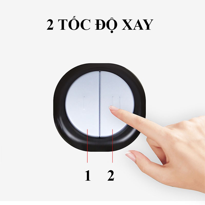 Máy xay thịt tôm cua cá rau củ 2 lưỡi kép, 2 tốc độ, an toàn chống đổ và chống giật, thố thủy tinh dày 1cm