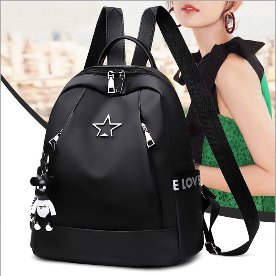 Balo nữ vải dù đính sao Development Plus- TẶNG móc treo gấu