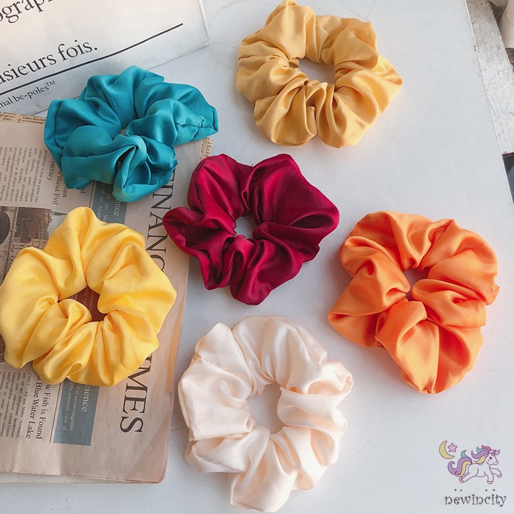 Dây Buộc Tóc Co Giãn Màu Trơn Xinh Xắn Cho Nữ