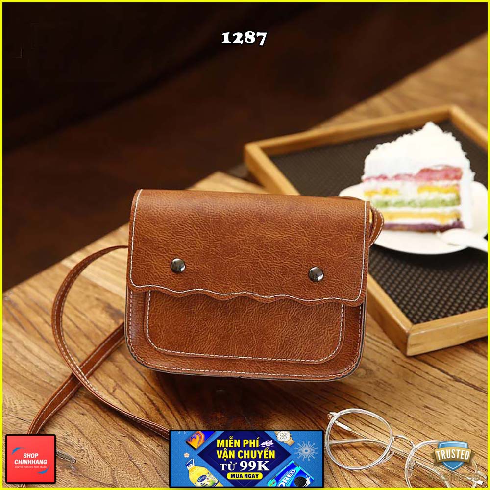 Túi đeo chéo thời trang✨FREESHIP✨túi vintage nữ nắp lượn sóng khóa bấm thời trang SH1287