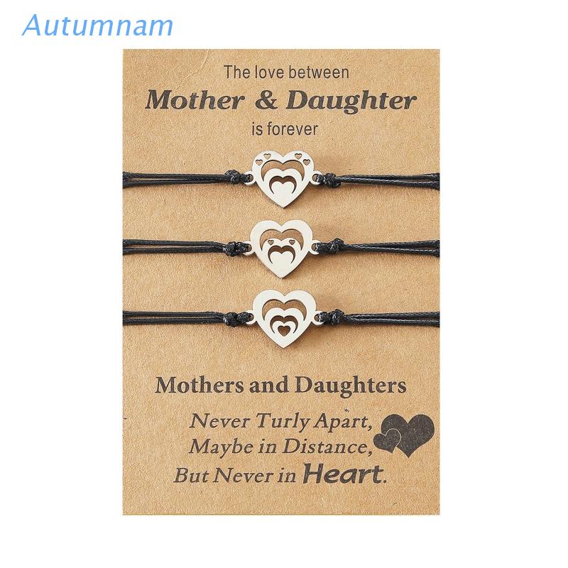 Set 3 Vòng Tay Bằng Thép Không Gỉ Hình Trái Tim Đôi Cá Tính Cho Mẹ Và Con Gái