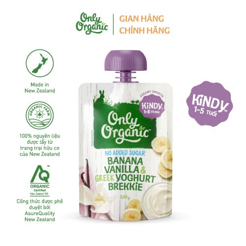 (1-5Y+) Combo &quot;Tròn Vị&quot; 5 vị váng sữa, hoa quả nghiền hữu cơ Only Organic